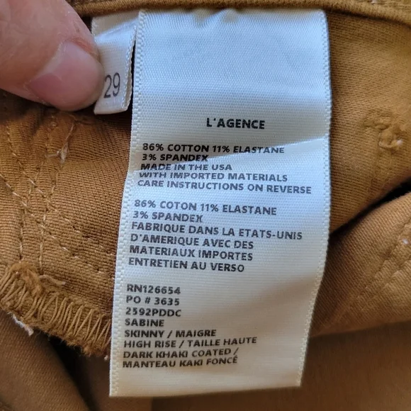 L'AGENCE // sabine zip skinny high rise ankle zipper dark khaki coated jeans - Picture 12 of 16